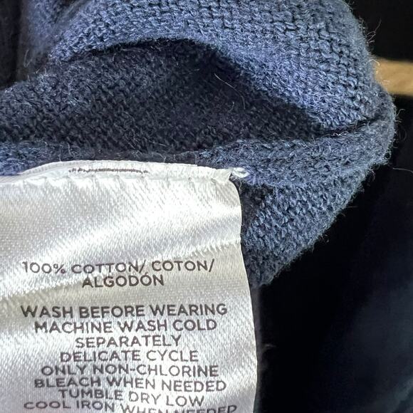 NWT LOFT Open Front Cardigan Womens M Navy Blue Striped 100% Cotton Coastal - Picture 8 of 8